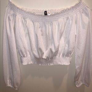 Off the shoulder white crop top